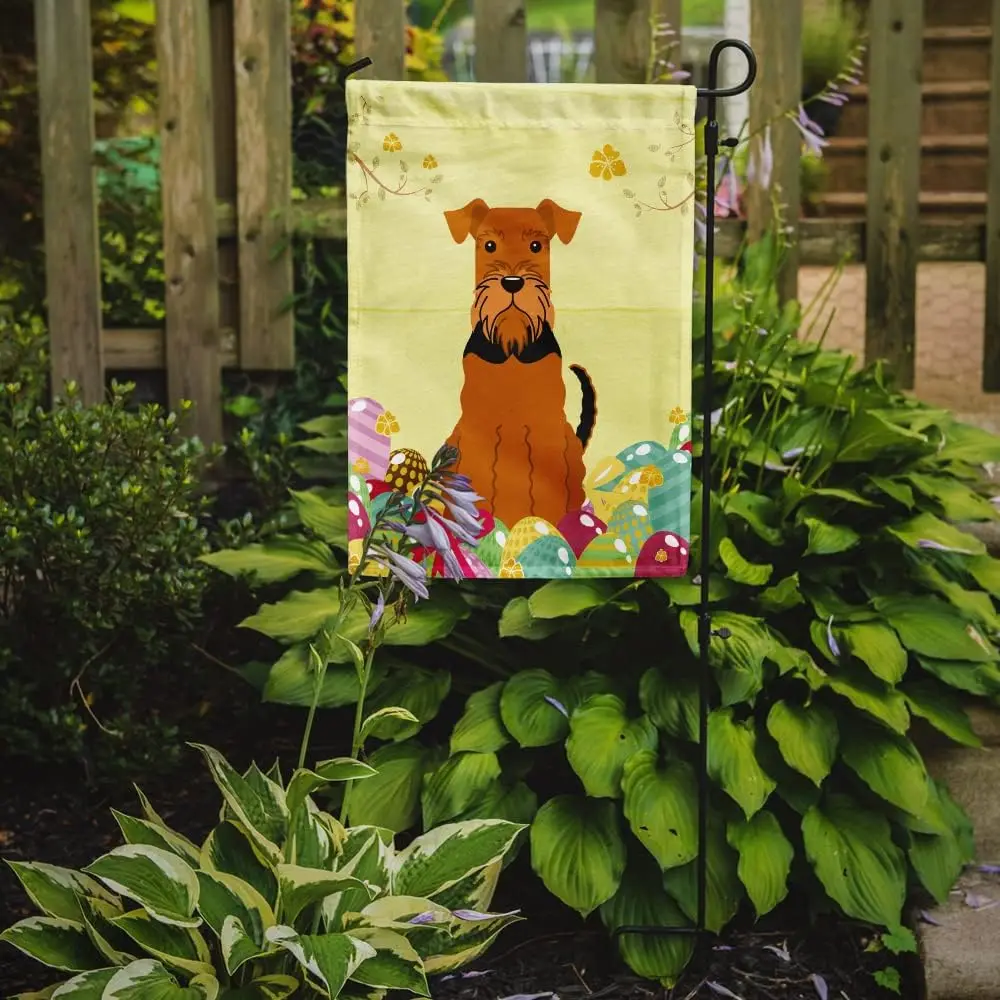 Caroline's Treasures BB6041GF Easter Eggs Airedale Garden Flag Mailbox Flag Decorative Yard Flag Banner Outside Patio Ar EEJ zzo