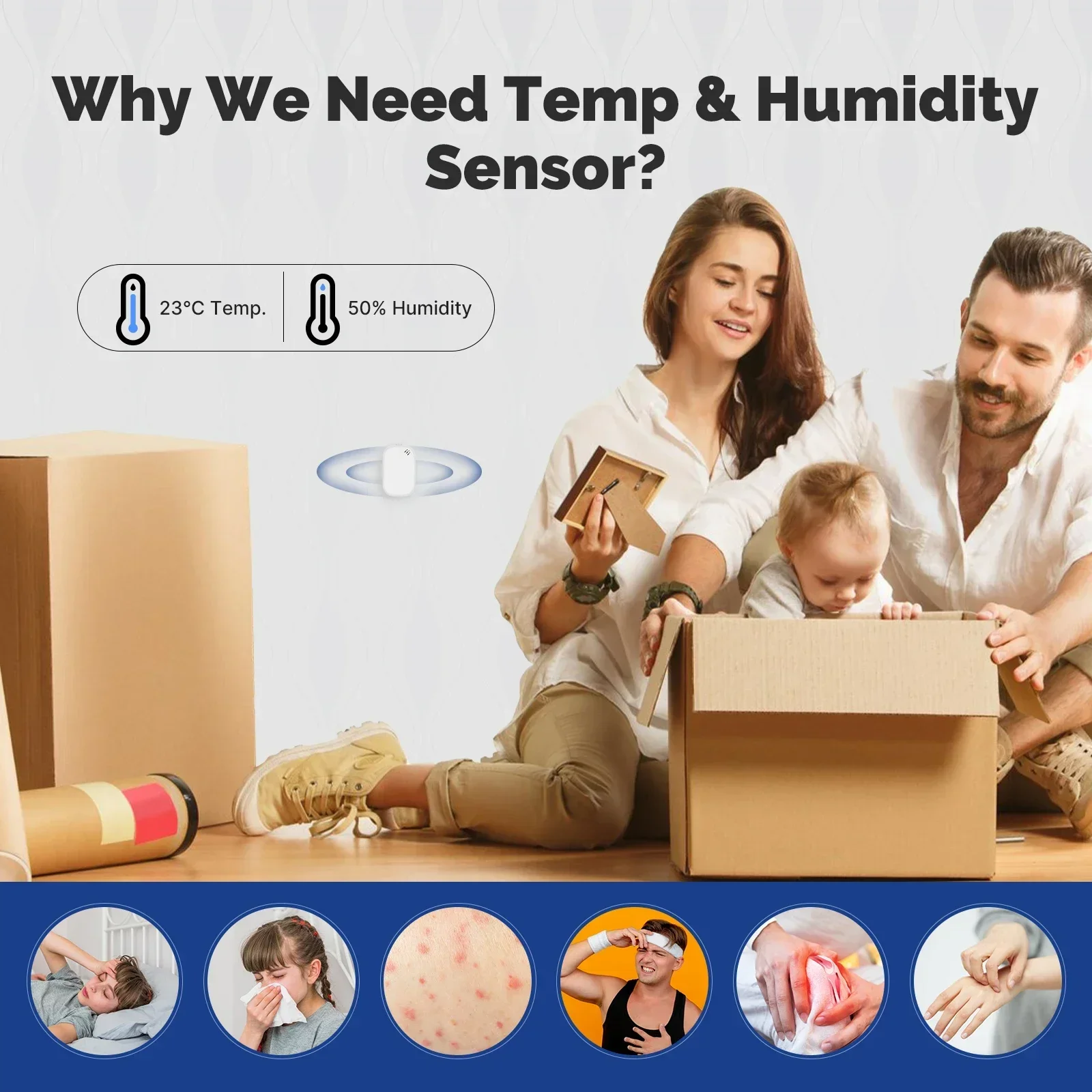 MOES Tuya Zigbee Smart Temperature Humidity Sensor Indoor Hygrometer APP Monitoring Works With Alexa Google Home Battery Powered