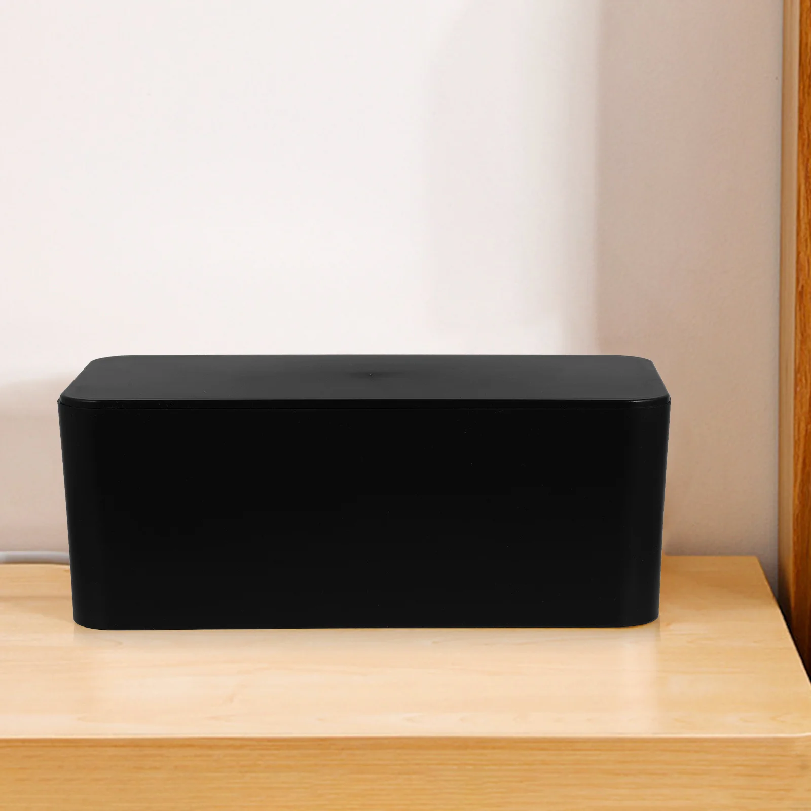 

1Pcs Cable Storage Box for Home Office Thick Plastic Cord Hides Box with Large Opening Side Cutout for Charging Cables