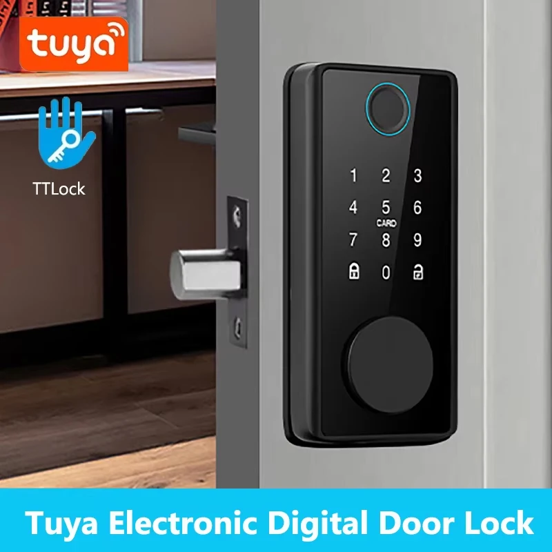 

Умный замок с засовом по отпечатку пальца с защелкой/датчиком двери TT Lock APP Пароль/карта/ключ разблокировки Электрический деревянный дверной замок Tuya