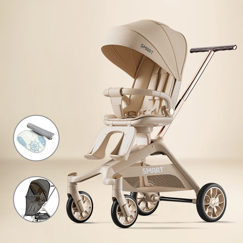 Poussette de bébé Portable à vue élevée, compacte et légère, poussette de voyage pour bébés et tout-petits avec 360 ° Siège pivotant