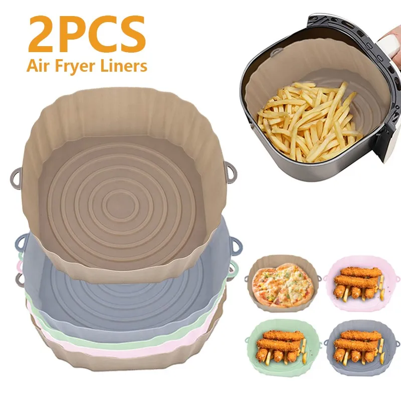 Air Fryer Silicone Basket Airfryer Oven Baking Silicone Tray Reusable Airfryer Pot Pan Liner Mold Pizza Fried Chicken DC05