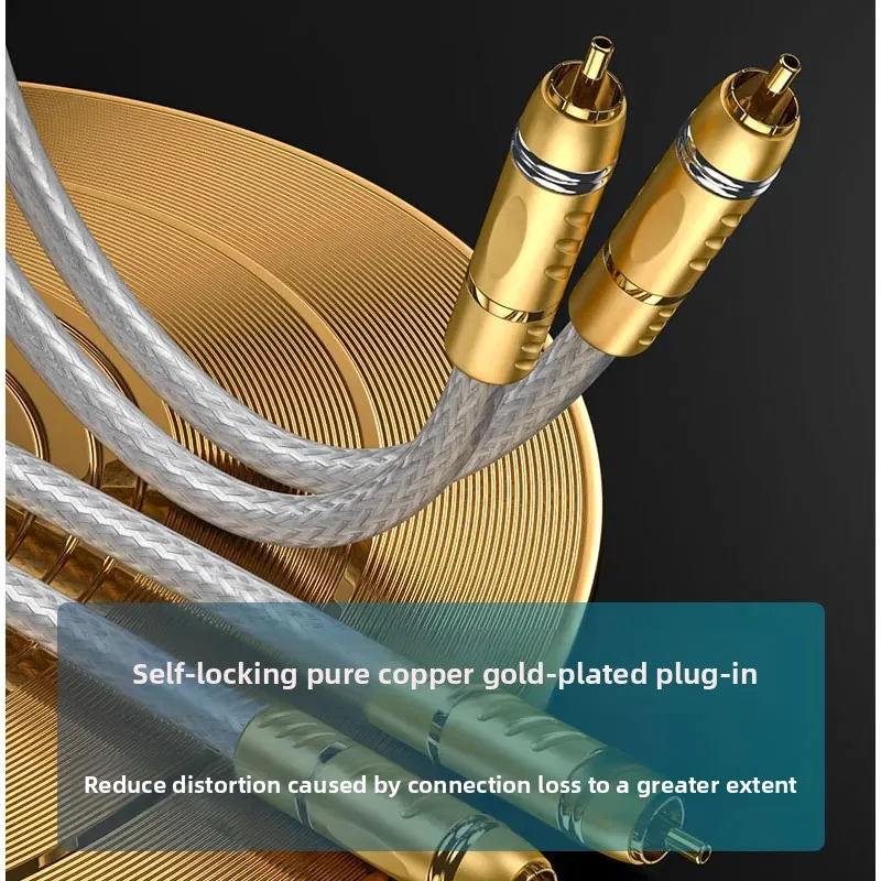 GT-900SE pure silver 4N double lotus self-locking RCA red and white audio cable decoding CD front and rear audio signal cable