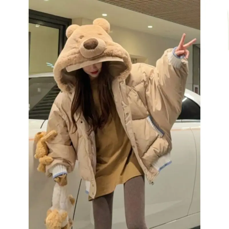 White Rabbit Princess Wind Cotton-padded Female Thicker New Winter Bat Sleeve Cute Bear Cotton-padded Female Winter Coat Winter