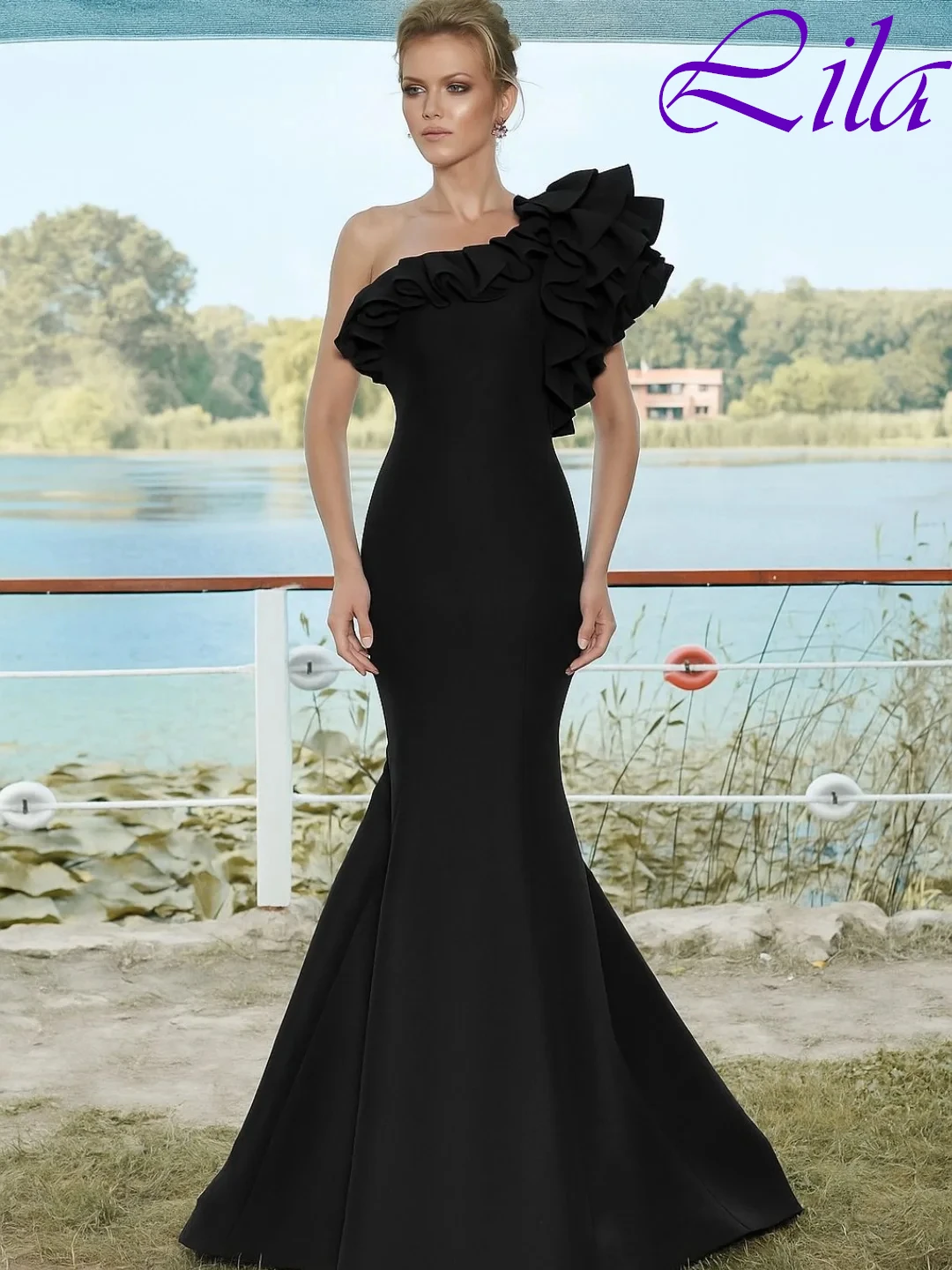 

Customized Mermaid One Shoulder Short Sleeves Elegant Evening Dress Delicate Bespoke Occasion Gowns Fashion Celebrity Gowns