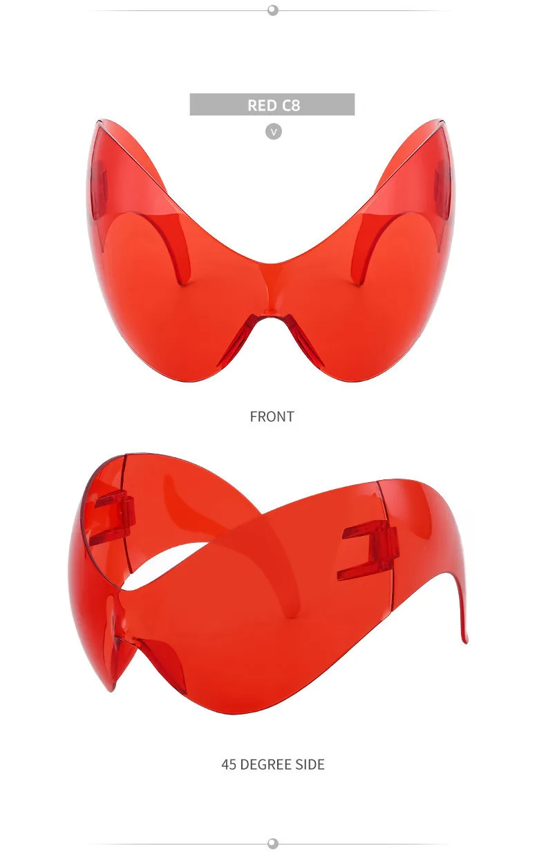 Übergroße Y2k Sport Sonnenbrille Frauen 2000er Wrap Around Schild Goggle Männer Luxus Marke Designer Trends Punk Sonnenbrille Oculos – Detail 24