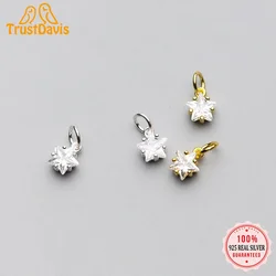 TrustDavis Real 925 Sterling Silver Fashion Mini Star Shiny CZ Charm Pendant Handmade DIY Accessories Jewelry Wholesale HY248