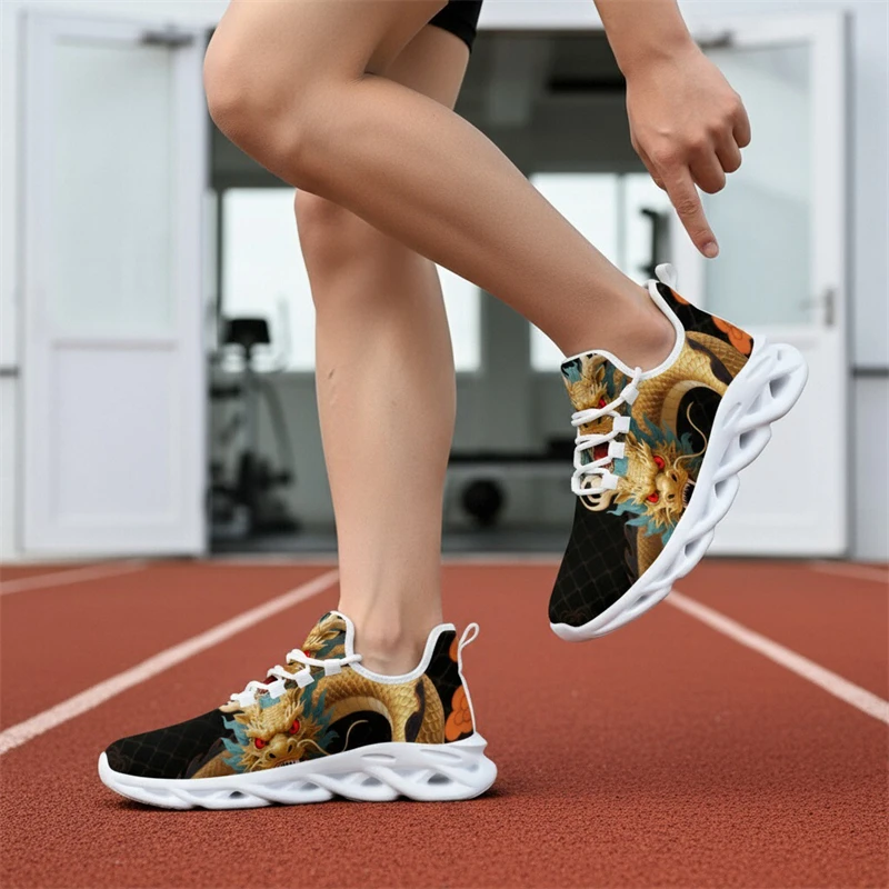 أحذية رياضية رجالية عصرية بتصميم التنين الصيني، أحذية ركض شبكية خفيفة الوزن قابلة للتنفس، أحذية رجالية مضادة للانزلاق للتدريب على اللياقة البدنية #4