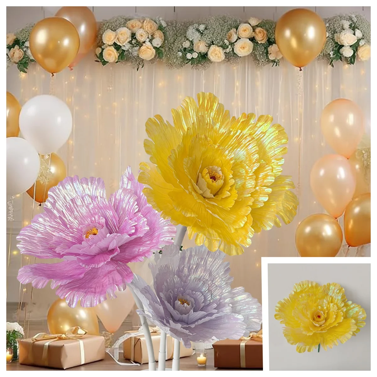 

Bright Cloth Large Peony Handmade Flower Artificial Flower Center Showcase Outdoor Garden Wedding Birthday Party Decoration