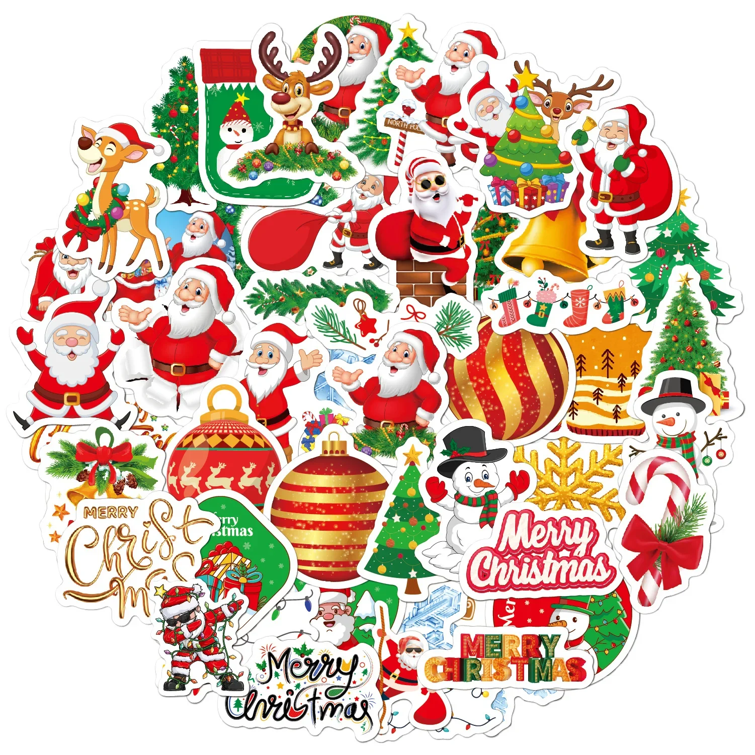 Christmas Stickers 50Pcs Christmas Theme Stickers for Kids Teens Vinyl Gift Tags DIY Christmas Decorations, Funny Holiday Gifts