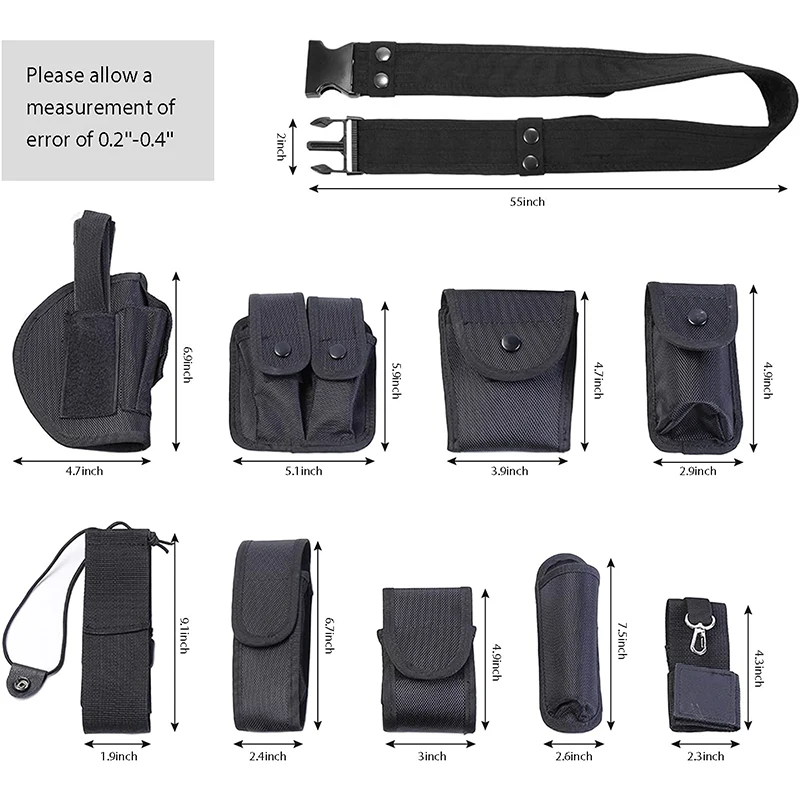 Tactical Gun Holster Flashlight Pouch Sets 10In1 Multifunctional Utility Kit Belt Police Duty Belt Security Duty Belts