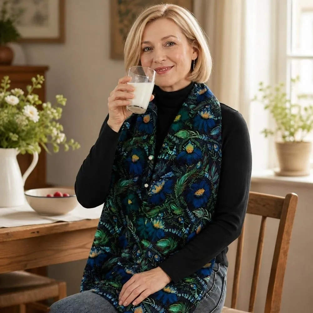 Waterproof Adult Oil-proof Bib Skin-friendly Breathable Eating Smock with Snap Buttons Extra-large Skirt Fixed Scarf