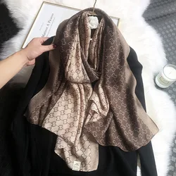 Korean Style Spring New Letter Cotton and Linen Feel Scarf Women's Travel Vacation Sun Protection Shawl Winter Warm Scarf Women