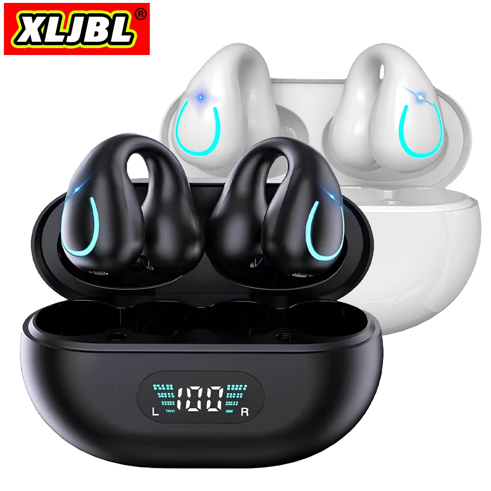 

XLJBL Freebuds Clip On Bluetooth 5.3 Earbuds Open Ear Bone Conduction Wireless Headphone Waterproof Sport Running Work Earphone