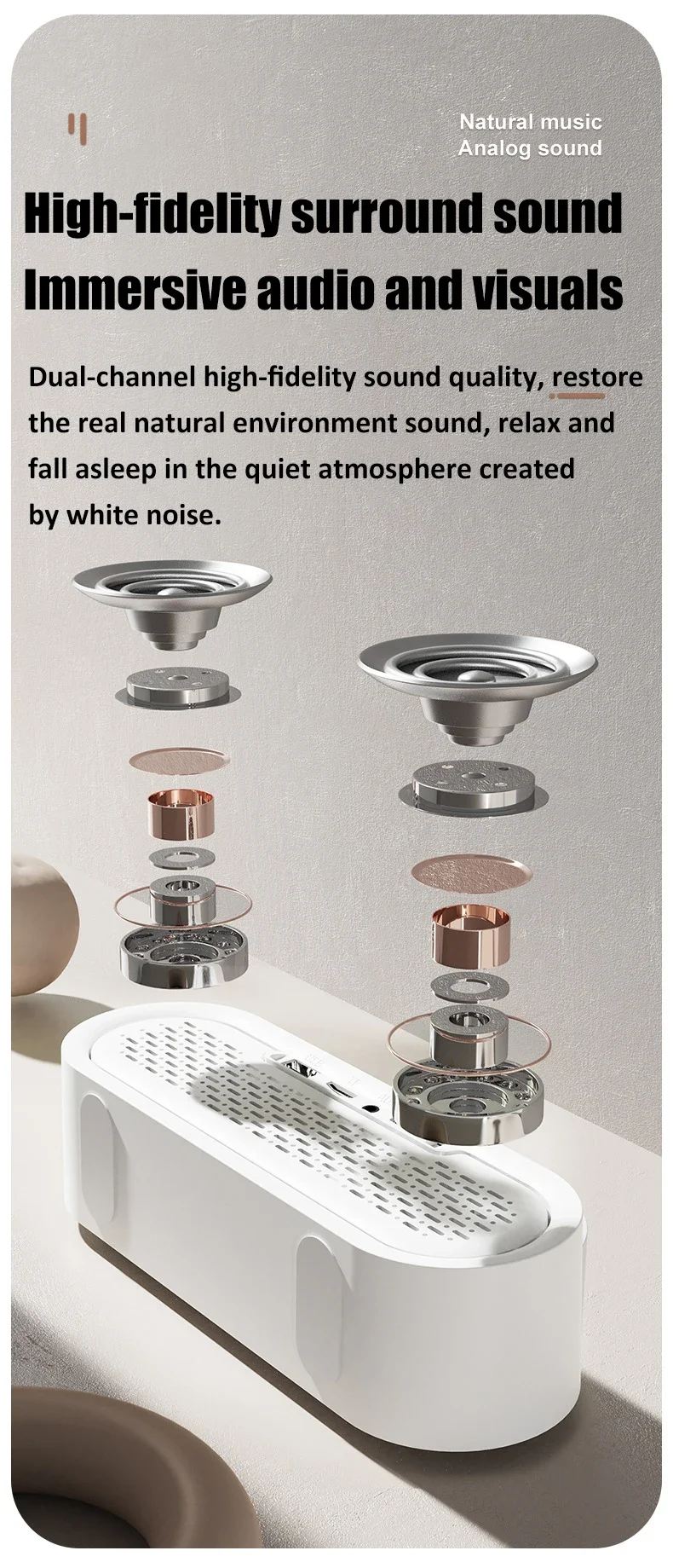 2025 nowy dźwięk snu Subwoofer stacjonarny biały szum Instrument Pc bezprzewodowe głośniki Bluetooth 12H długa żywotność baterii Sound Box