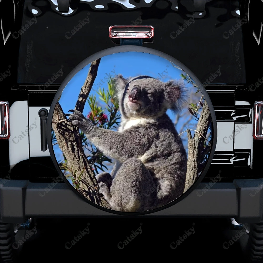 Koala Animal Print Car Spare Tire Cover Waterproof Protect for Truck SUV Trailer Auto Accessories Camping Decoration 14-17inch