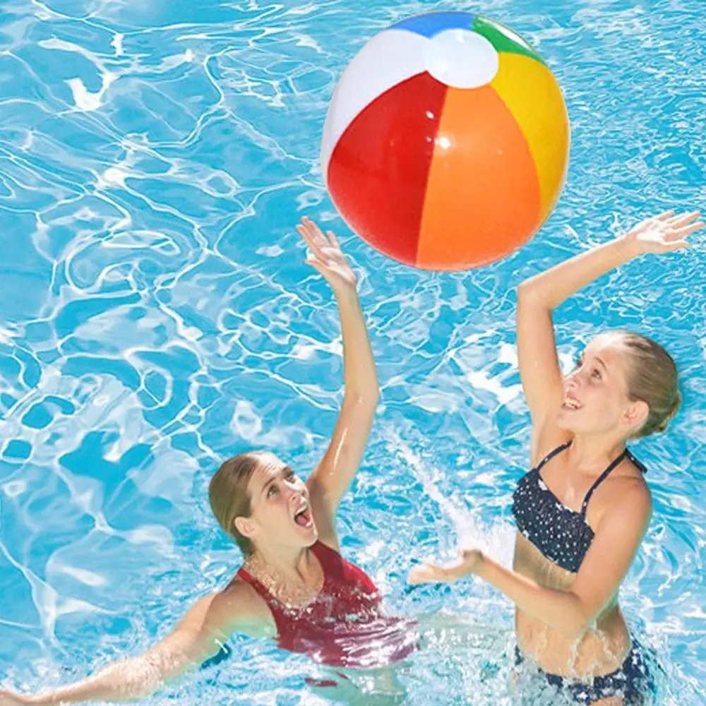 Divertente pallone da spiaggia gonfiabile grande giocattolo da festa 30 cm pallone da spiaggia arcobaleno in PVC colorato sei colori palloni da spiaggia gonfiabili per bambini