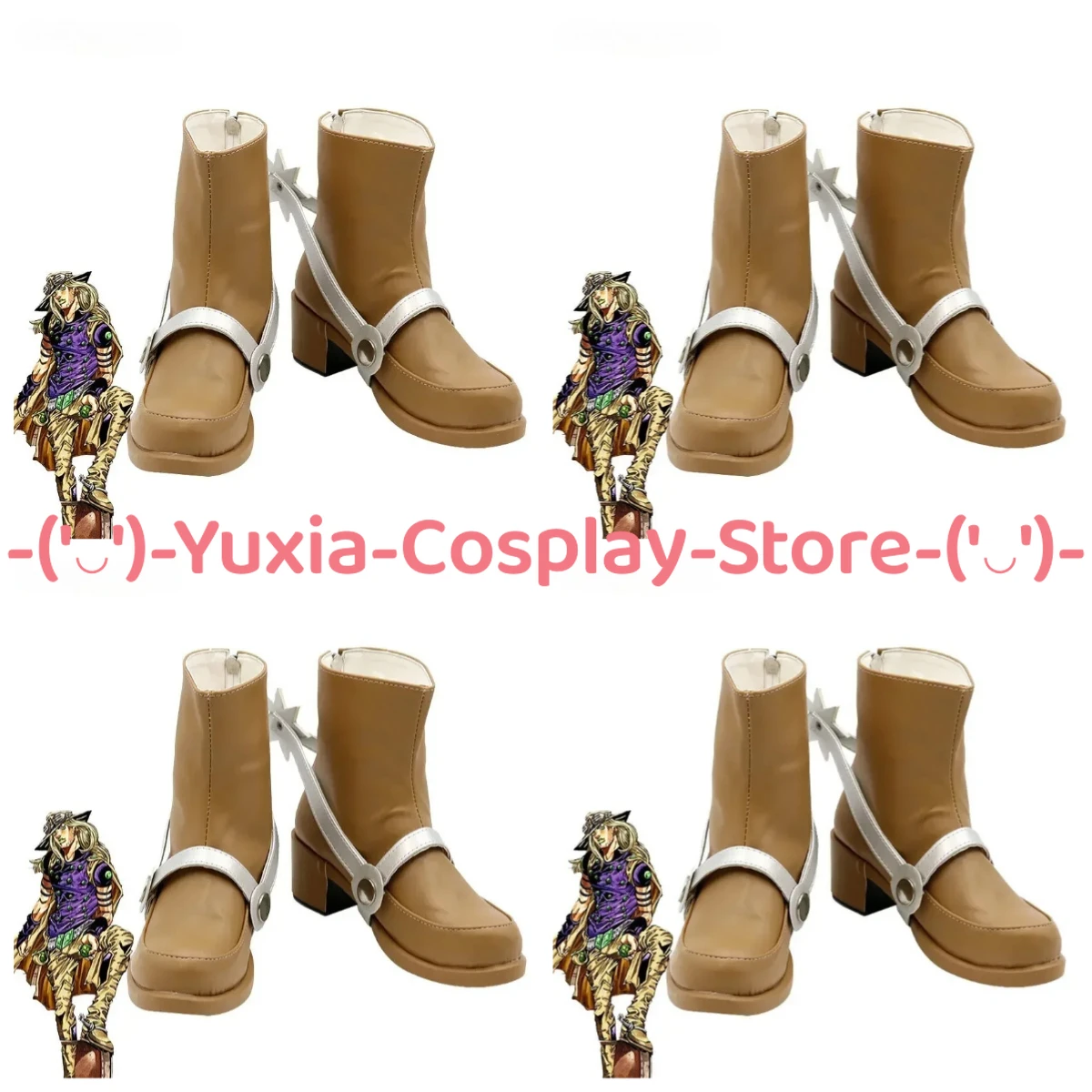 

Yuxiacosplay! JoJo's Bizarre Adventure Gyro Zeppeli Cosplay Shoes Anime Character Prop PU Leather Boots Halloween Party Costume