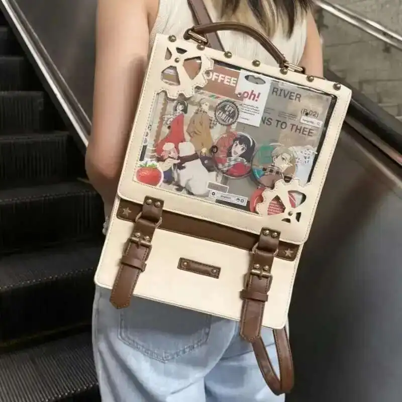 Y2K Punk Women Ita Backpack New Fashion Vintage DIY Display Knapsack Lolita Girl Transparent Bag Casual Harajuku School Rucksack