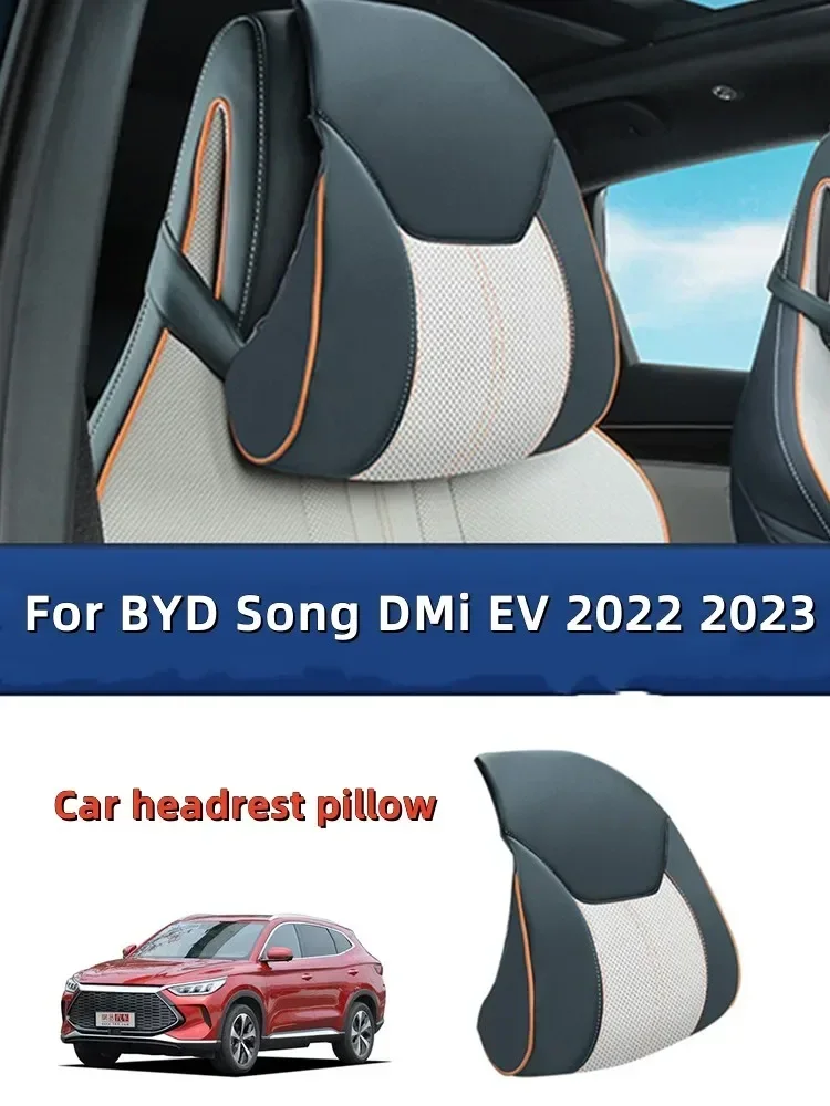 For BYD Song Plus DMi EV 2022 2023 Headrest Pillow Car Seat Neck Cushion Breathable Leather Car Seat Head Neck Rest Pad