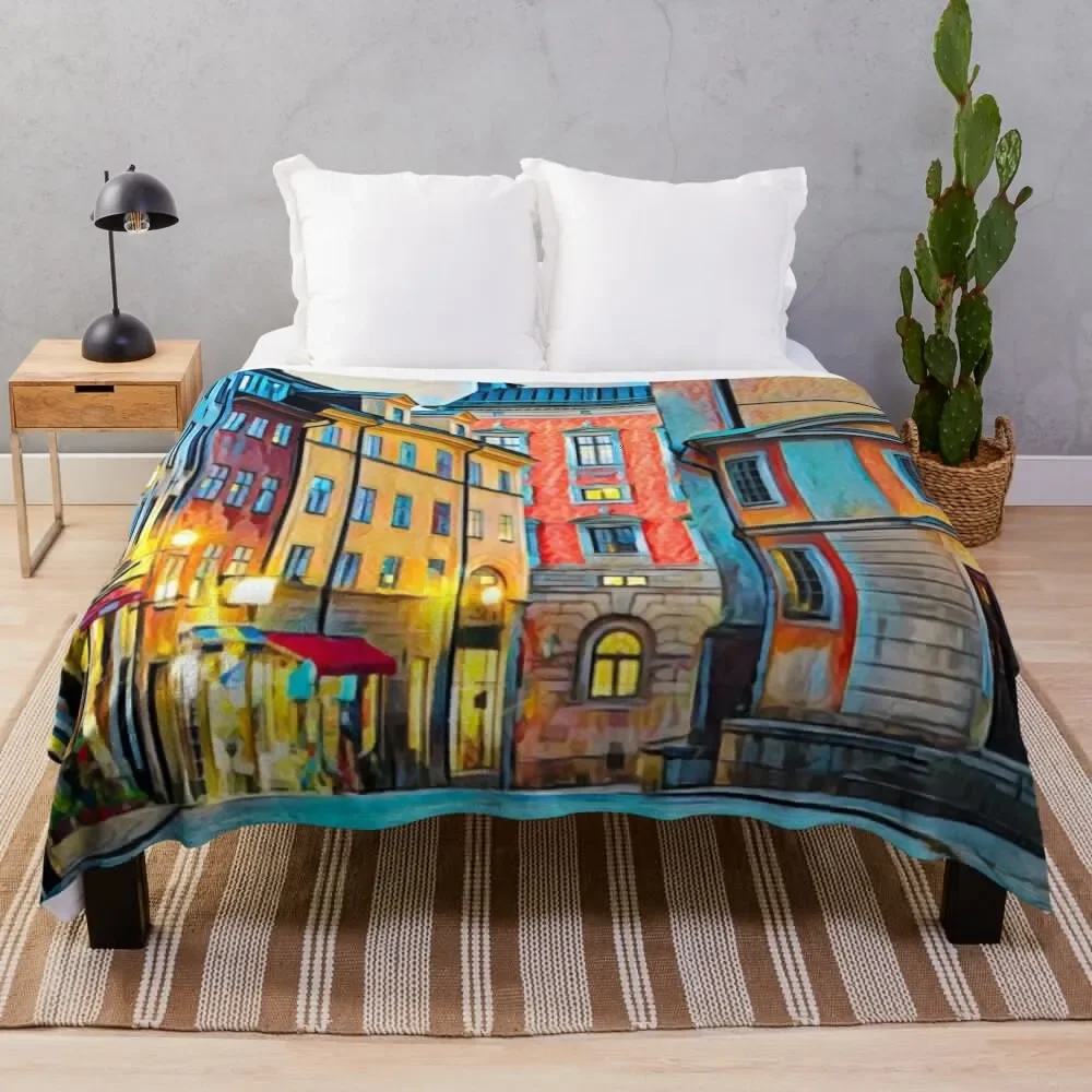 Stockholm Streets Sweden Throw Blanket Camping Furrys Decoratives Luxury Throw Blankets