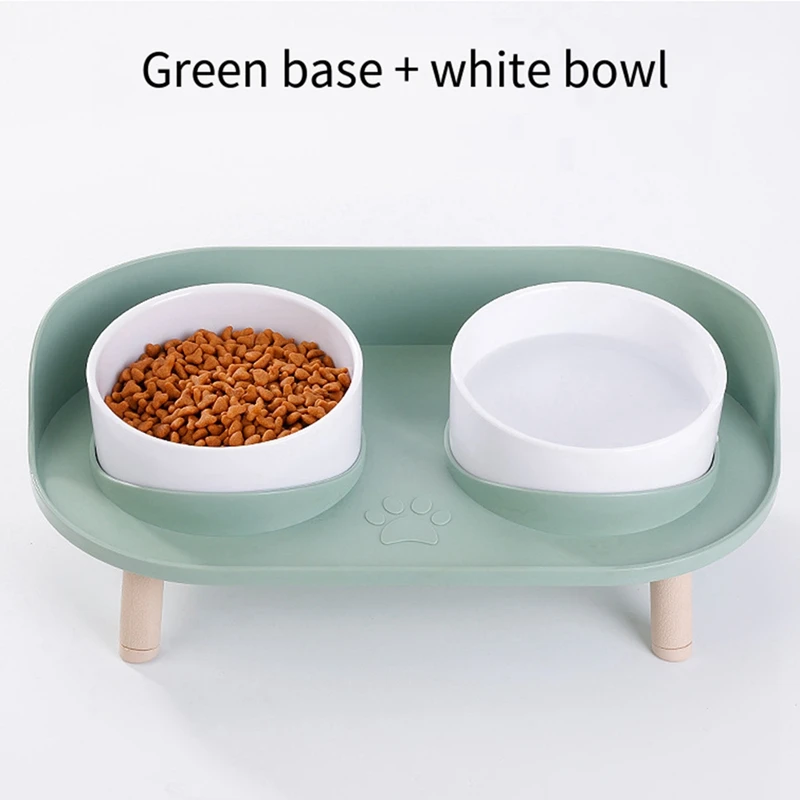 Feeder Pet Anti-Knock Double Bowl Feeder Cat Dog Drinking Water Feeder Cervical Protection Pet Supplies