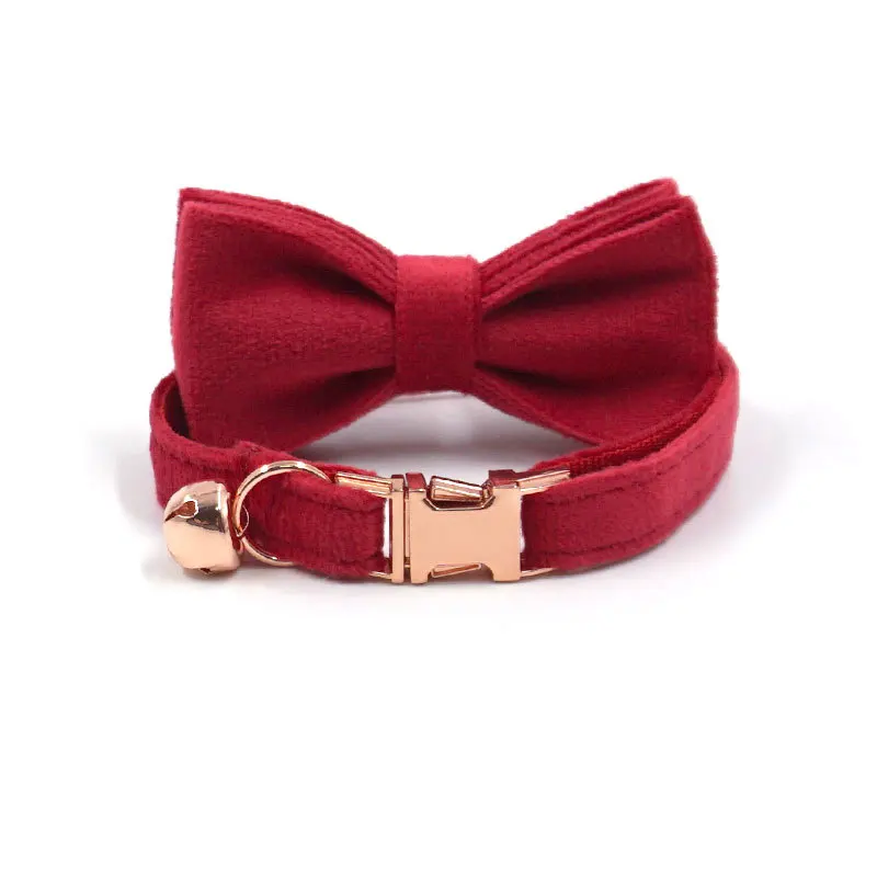 Luxury Red Cat Collar INS Velvet Cat Collar Personalized Cat Collar with Name Plate Bell Bow tie Custom Engrave Collars for Cat