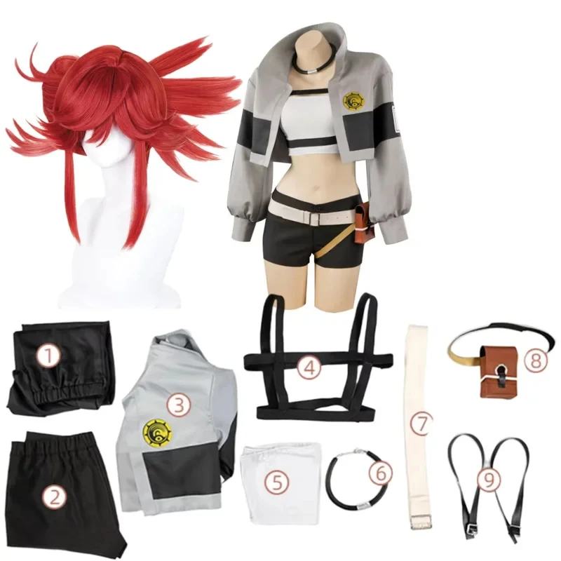 

❤2026❤ GACHIAKUTA Liyao Riyo GACHI AKUTA Cosplay Costume Wig Liyao Riyo Top Vest Short Backpack Waist Bag Halloween Christmas❤