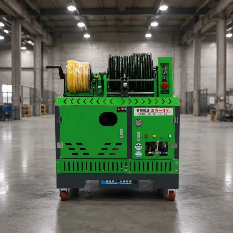High Pressure 200Bar Diesel Engine Driven Sewer Jetter Machine Pressure Vessel 27kW Power CE Certified Industrial Drain Cleaner