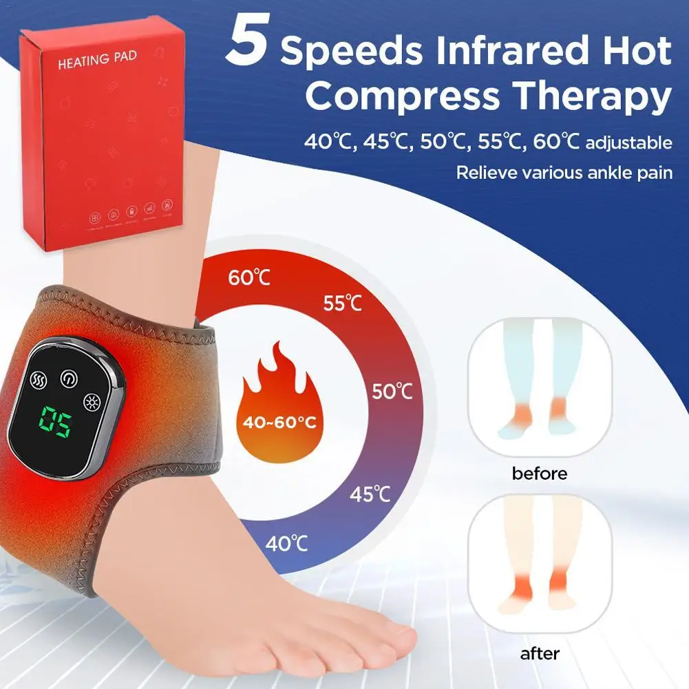 

Foot Heat Massager Hot Compresses Vibration Massager Timer Breathable Material Ankle Massage Heated Wrap Support Brace Foot Prot