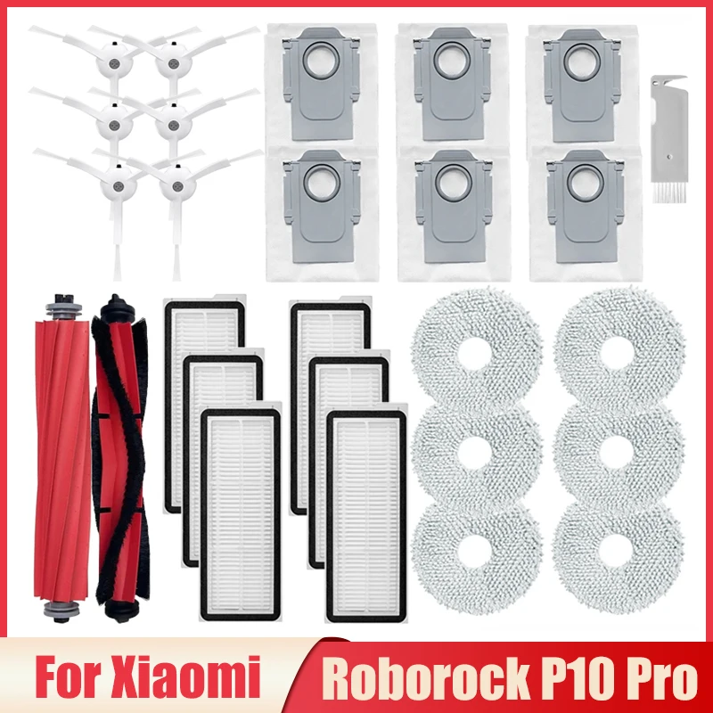 Сменная боковая щетка для робота-пылесоса Xiaomi Roborock P10 Pro, Hepa фильтр, роликовая щетка, мешки для пыли, Швабра, тканевые запасные части