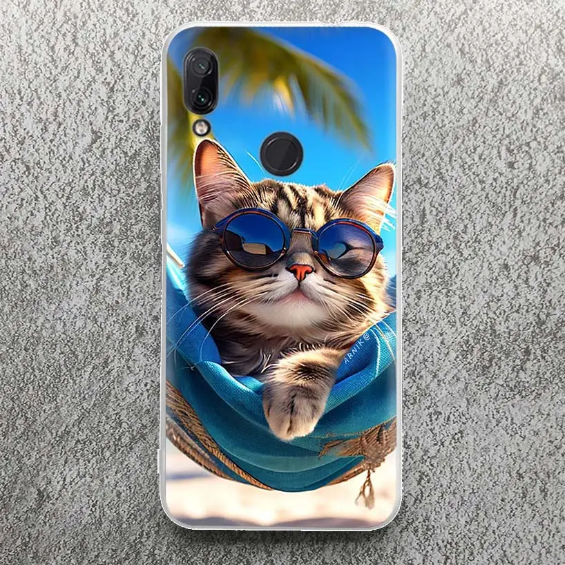 Cute Cat Watching The Sea Soft Case for Xiaomi Redmi Note 10 9 9S 8 Pro 7 9T 5 Phone Shell Mi 11T 12T 10T 12 11 Lite 6X A3 Cover