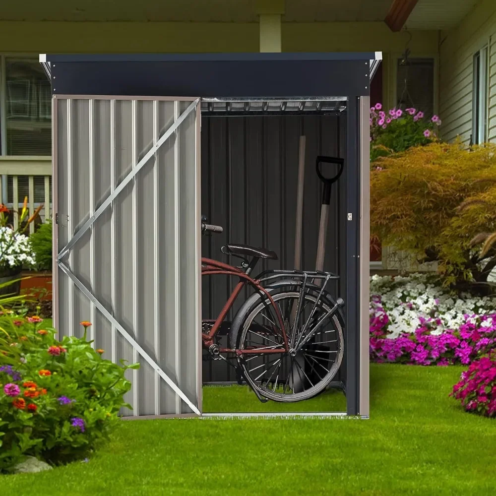 5' x 3' Outdoor Metal Storage Shed, Steel Garden Shed with Single Lockable Door, Tool Storage Shed for Backyard, Patio, Lawn