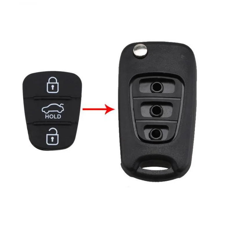 3 Botão Remoto Chave Fob Caso Almofada De Borracha para Hyundai I10 I20 I30 IX35 para Kia K2 K5 Rio Sportage Flip Key Case