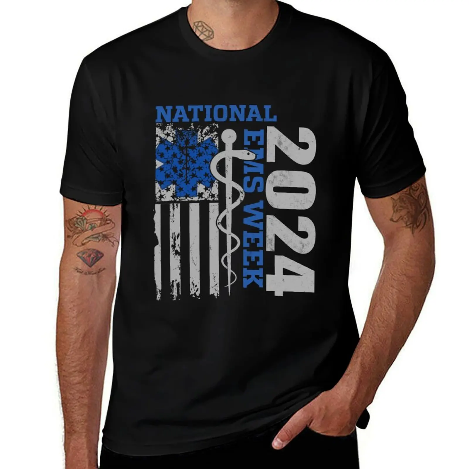 National EMS Week 2024 Shirt, USA Flag Emergency Medical Services, EMS Nurse Gift, Paramedic Nurse T shirt, Emt Tee T-Shirt