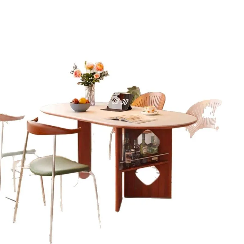 Tavolo da pranzo antico in legno massello nordico francese con lastra di roccia color crema moderno e semplice