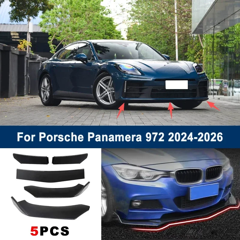 

Adjustable 5Pcs Sectional Front Spoiler Lip For Porsche Panamera 972 2024-2026 Front Bumper Splitter Car Exterior Sport Body Kit