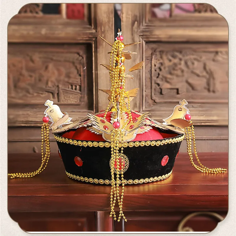 Black Princess Empress Top Hat Qing Dynasty Phoenix Crown Tassel Headgear Ancient Palace Photography Festival Supplies
