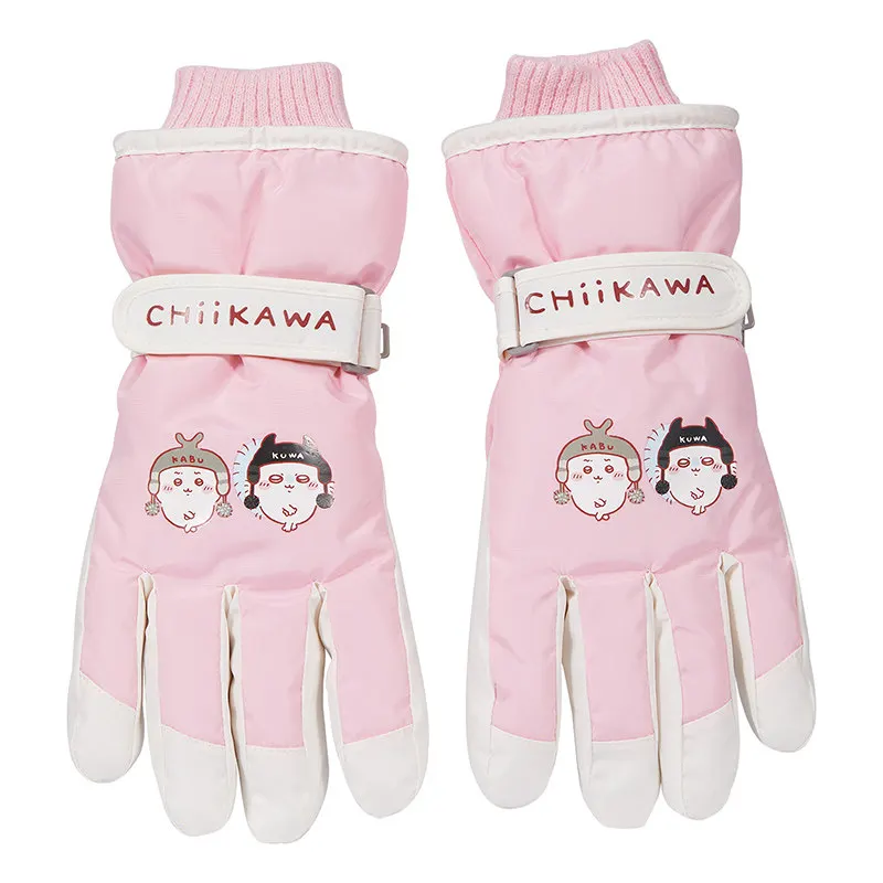 

Chiikawa Ski Gloves, Waterproof Windproof Winter Gloves for Kids Adults, Cute Cartoon Thermal Mittens for Snowboarding Skating
