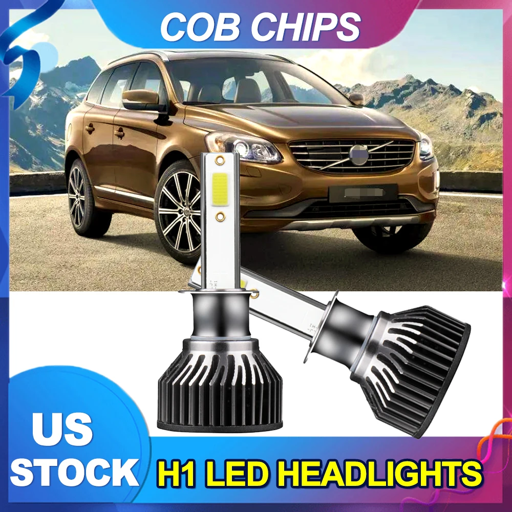 LED 15000LM Car Light Bulbs H1 Car Headlight With COB Chips 6000K Super Bright Headlamps Built in Drive