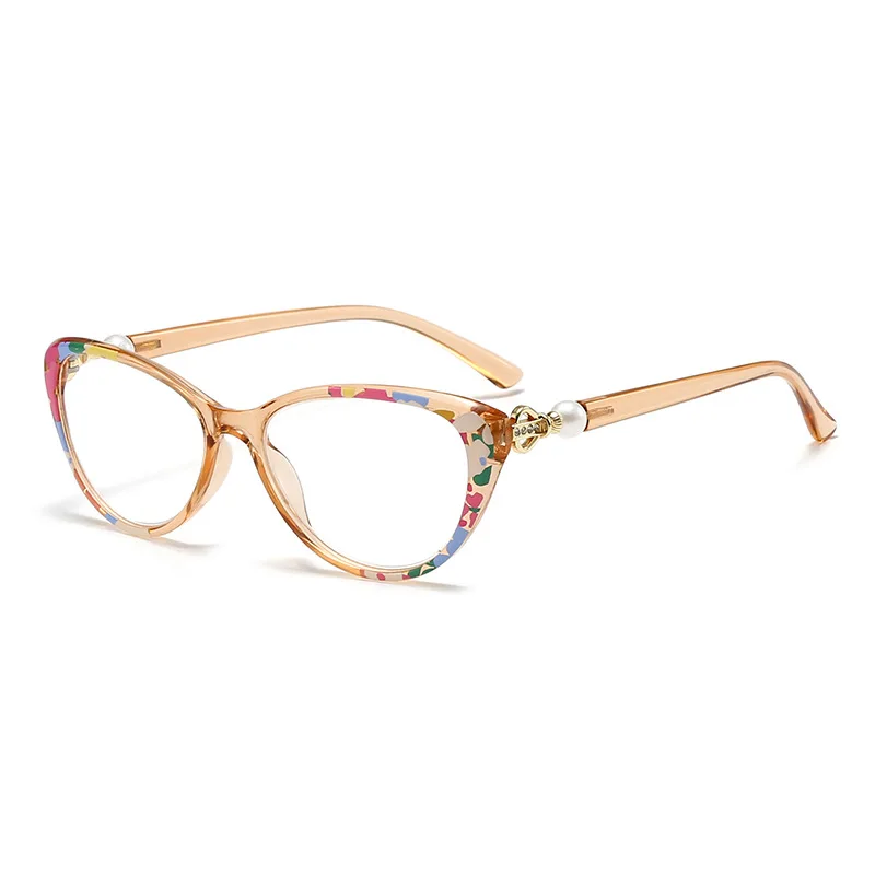 2025 New Flat Glasses Pearl Cat Eye Glasses Women High Quality Fashion Ultra Light Anti Blue Light Eyewears Ladies Gafas De Sol