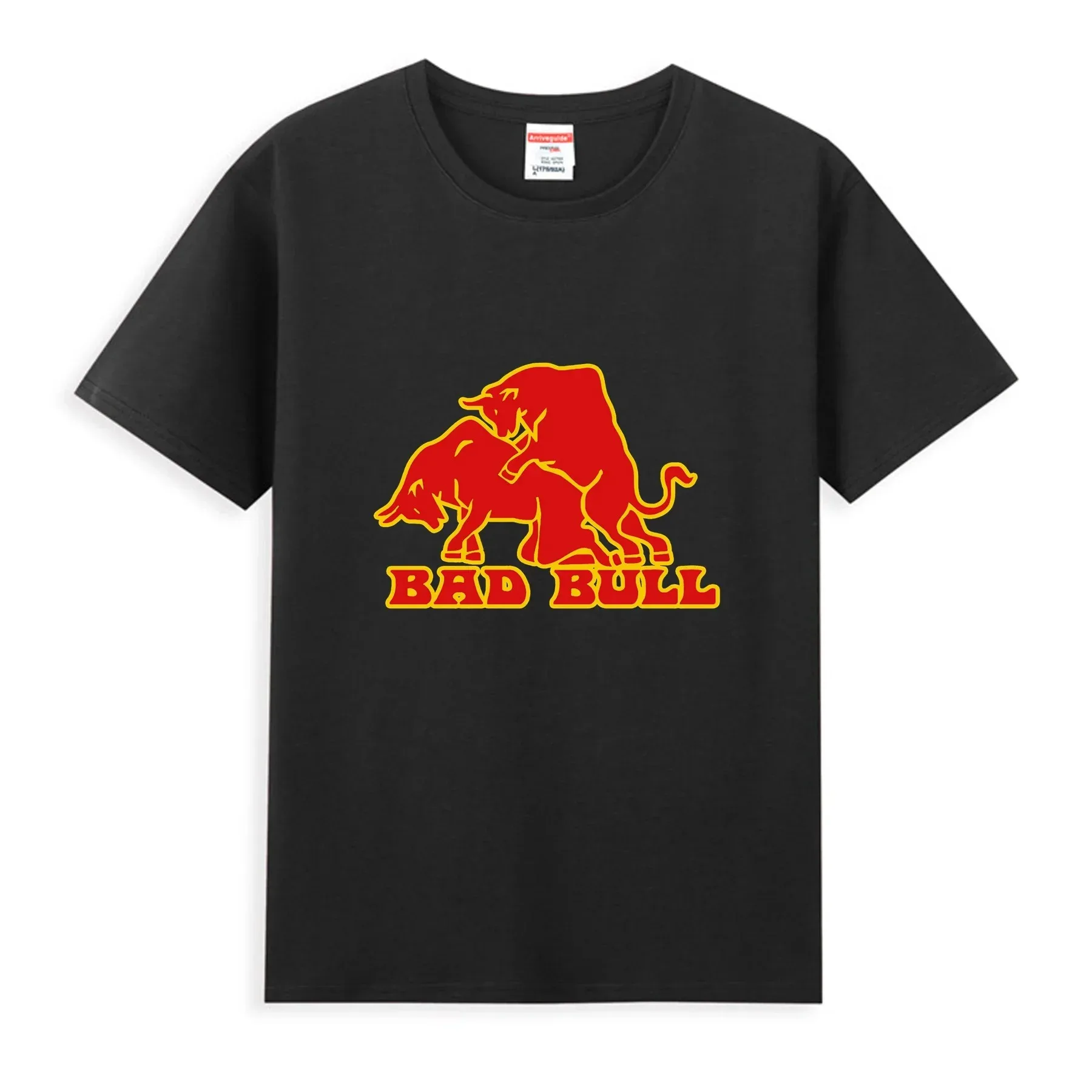 Men Bad Bull Oversized T-Shirt Red Joke Energy Drink Graphic T-Shirt Streetwear High Quality Cotton Fitness Sports Tops Clothing