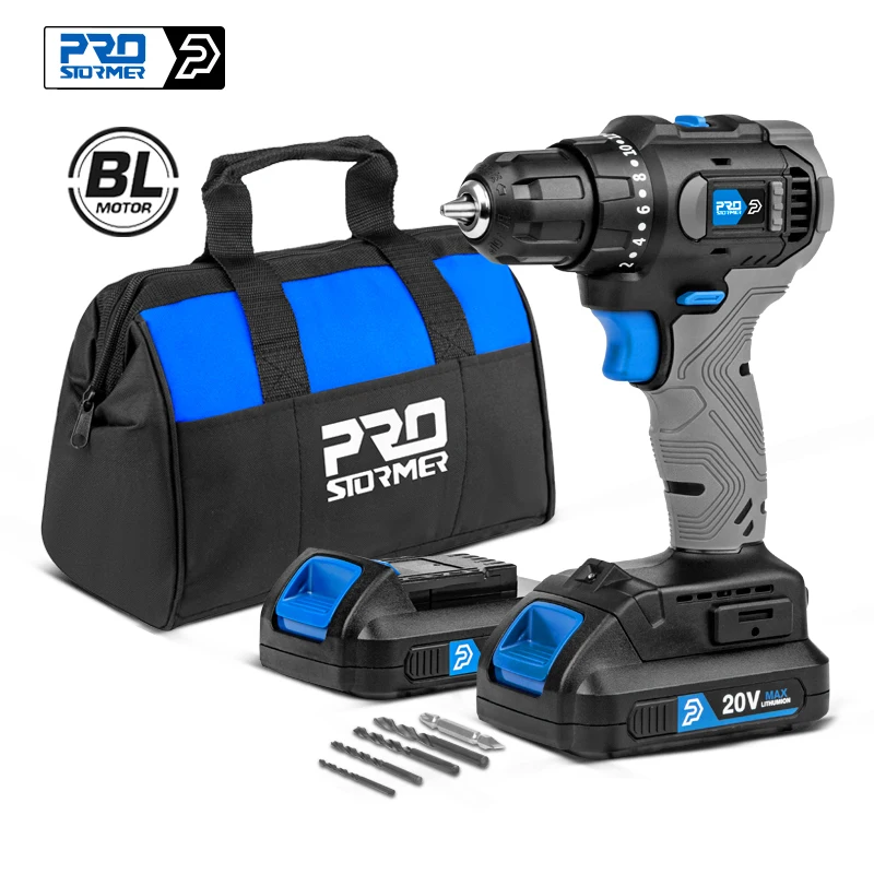 Brushless Electric Drill 20V 45NM Cordless Drill Mini Driver Electric Power Tools Repair Screwdriver 5pcs Bit by PROSTORMER