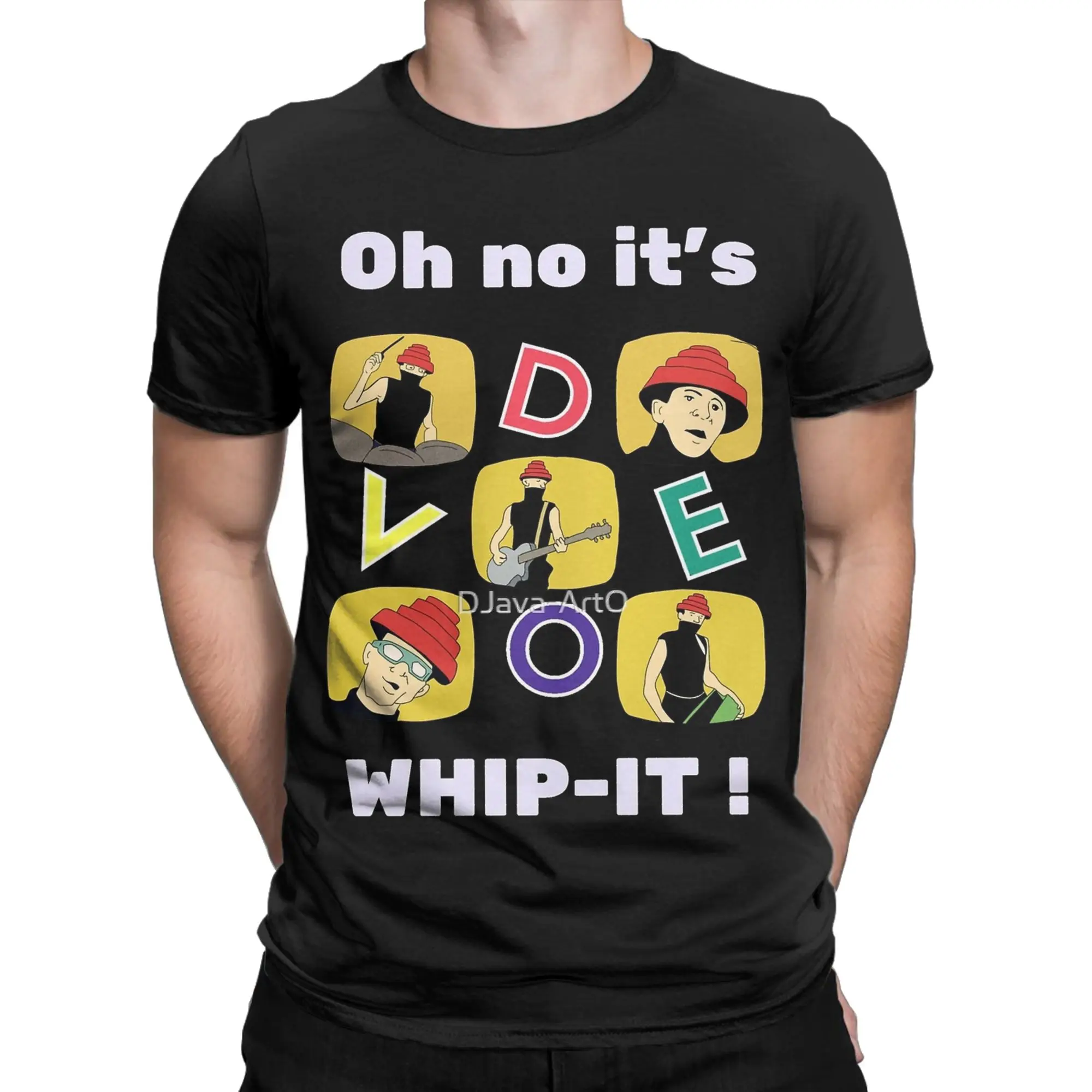 Whip The Devo Men T Shirts  Fun Tee Shirt Short Sleeve Crewneck T-Shirt 100% Cotton Printed Clothes