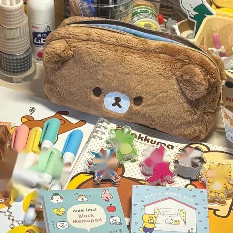 Rilakkuma Pen Bag Back To School Japanese Y2K Kawaii Itabag Out Of Print San-x Plush Bear Duck Pen Bag Student Pencil Case New