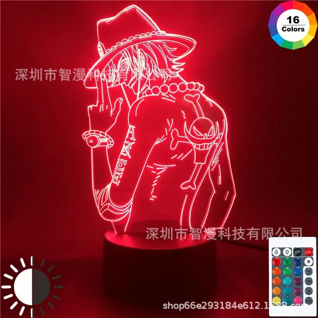 Anime One Piece LED Night Light Cartoon Luffy Roronoa Zoro Illusion Table Lamp Desktop Decor Action Figures Toy Birthday Gift