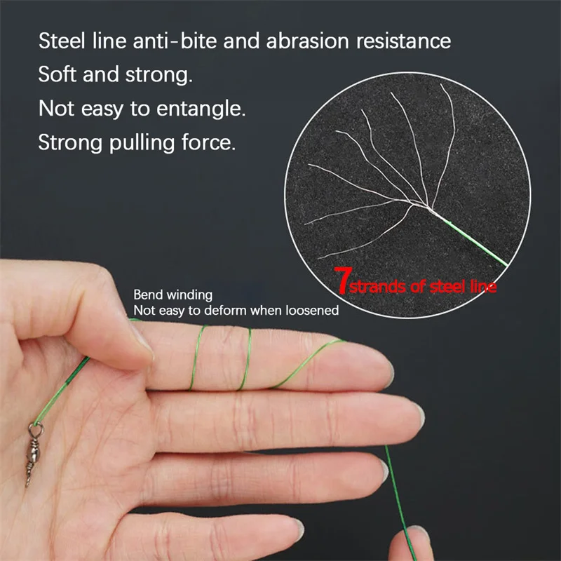 10PCS Anti Bite Steel Fishing Line Steel Wire Leader With Swivel Fishing Accessory Lead Core Leash Fishing Wire 15CM-20CM