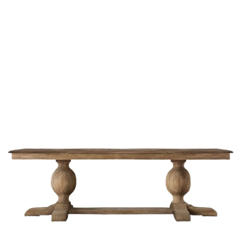 

American country loft dining table and chair combination French solid wood square table European retro old dining table Medit