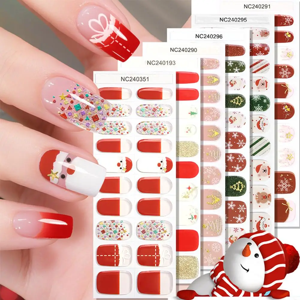 ホットクリスマス雰囲気ネイルステッカー雪だるま雪の結晶品質高かわいいワピティデコネイルアートネイル自己粘着ステッカー E7S3