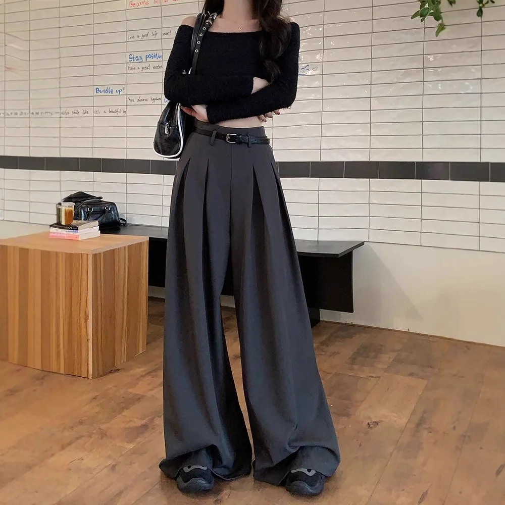 سيدة الصيف عالية الخصر السراويل رقيقة النساء مريحة مستقيم الساق دعوى السراويل الفتيات كل مباراة العمل الكلاسيكية الأساسية بنطلون